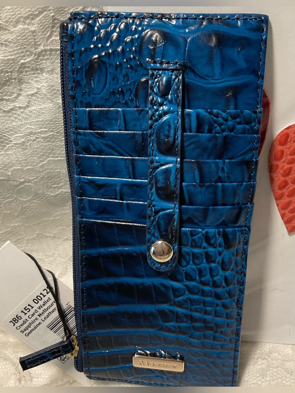 NWT RARE BRAHMIN SAPPHIRE Blue CREDIT CARD WALLET with ID Window